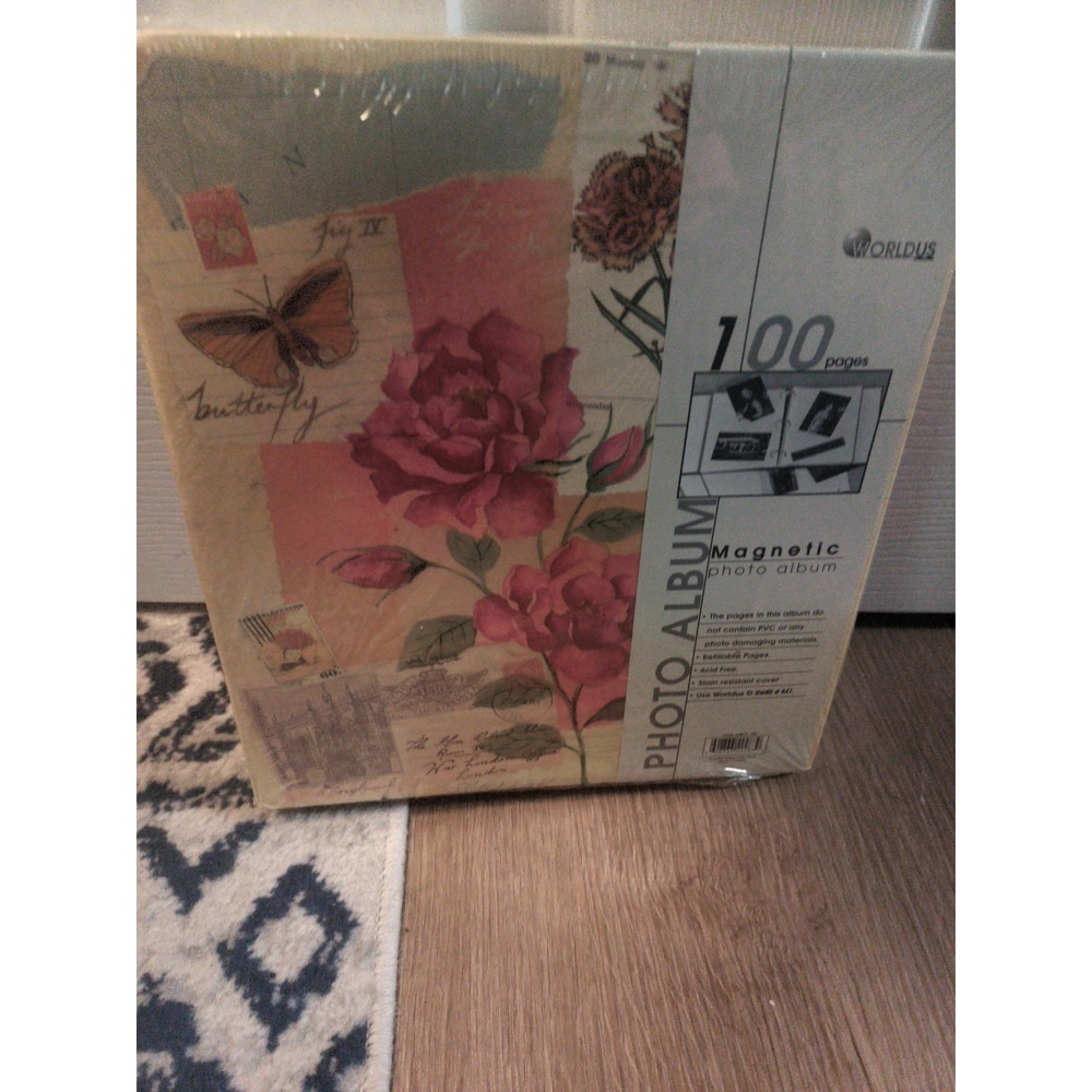WORLDUS Floral Photo Magnetic 3-Ring Refillable Photo Album w/100 Pages Sealed - Picture 4 of 6